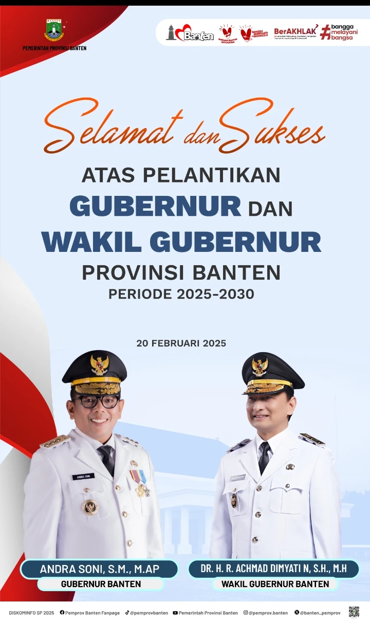 Keluarga Besar SMAN 12 Tangerang Mengucapkan Selamat Dan Sukses Atas Pelantikan Gubernur Banten 2025-2030