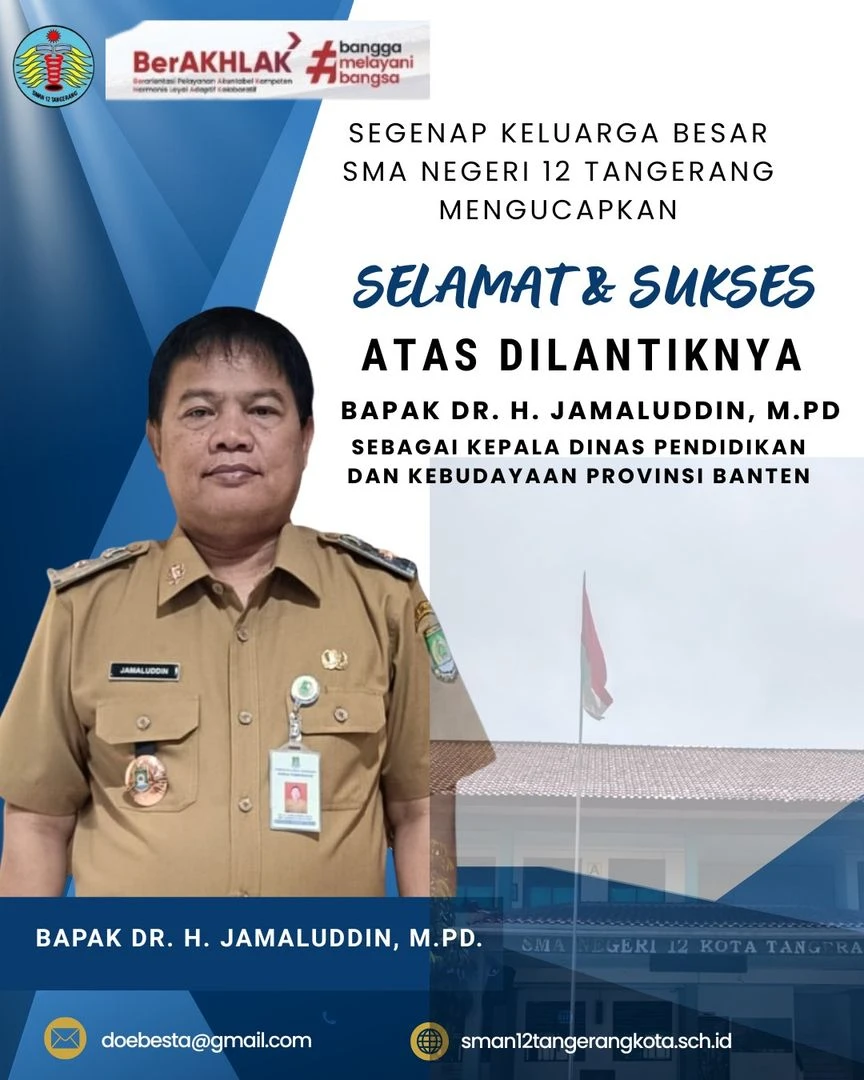 Selamat Dan Sukses Atas Dilantiknya Bapak Dr.H.Jamaluddin, M.Pd. Sebagai Kepala Dinas Pendidikan Dan Kebudayaan Provinsi Banten